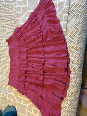 Free People Ruffled Tiered Skirt in Magenta